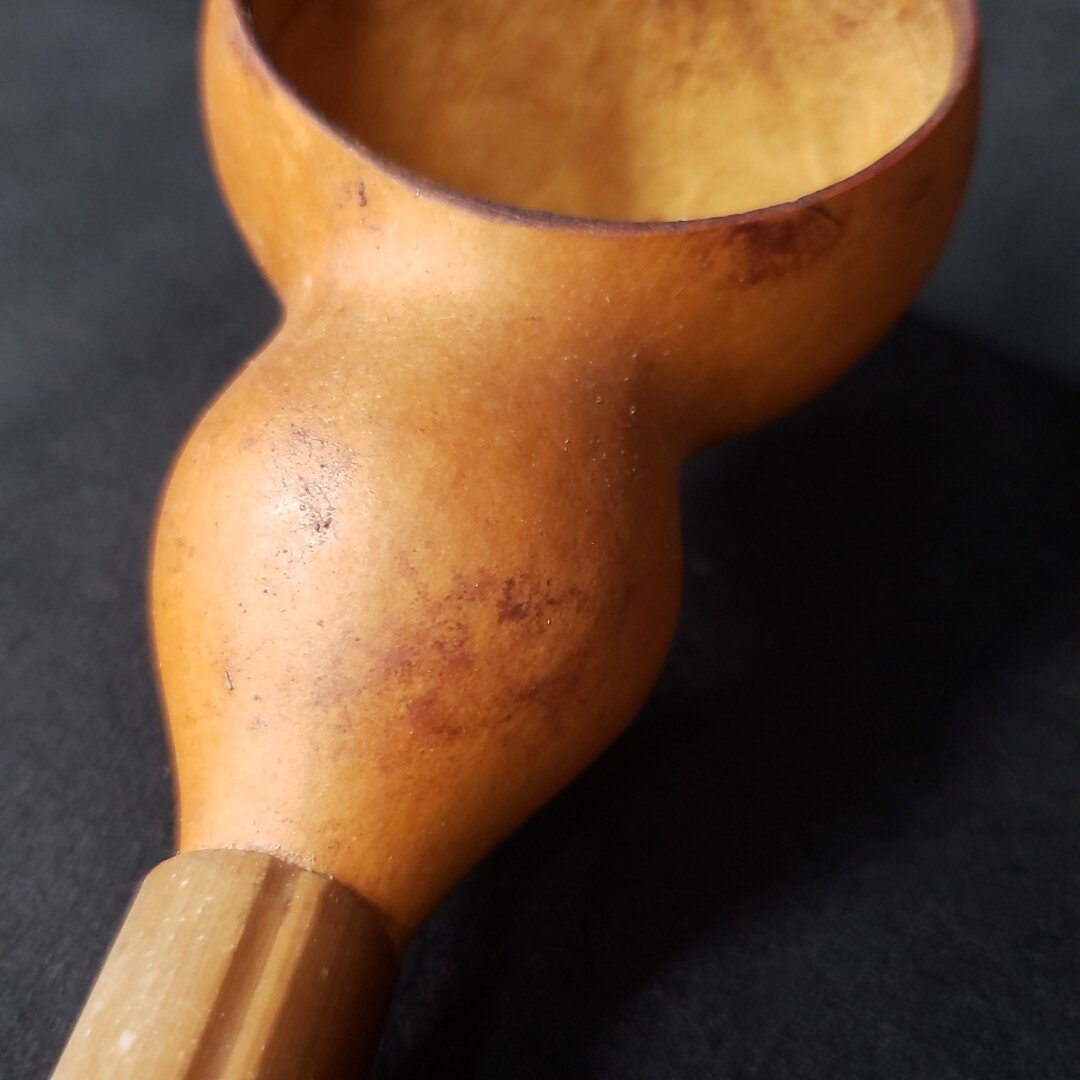 瓢箪型 茶柄杓 全長34cm 茶道具 茶道 古道具 アンティーク わびさび 和