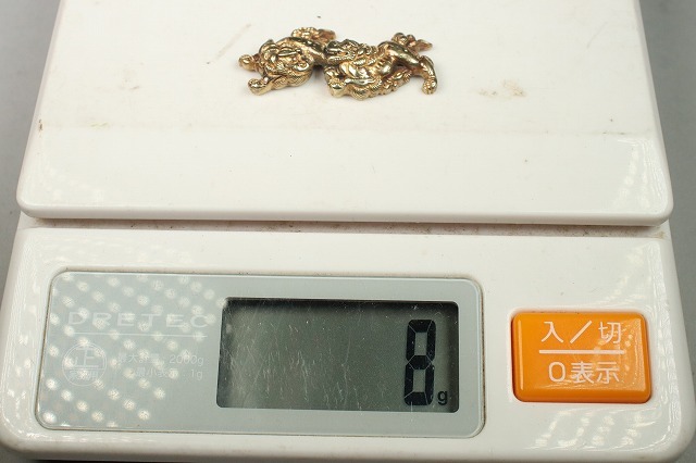 目貫 刀装具 武具 日本刀 s-154 魚子地金唐獅子縁頭 容彫