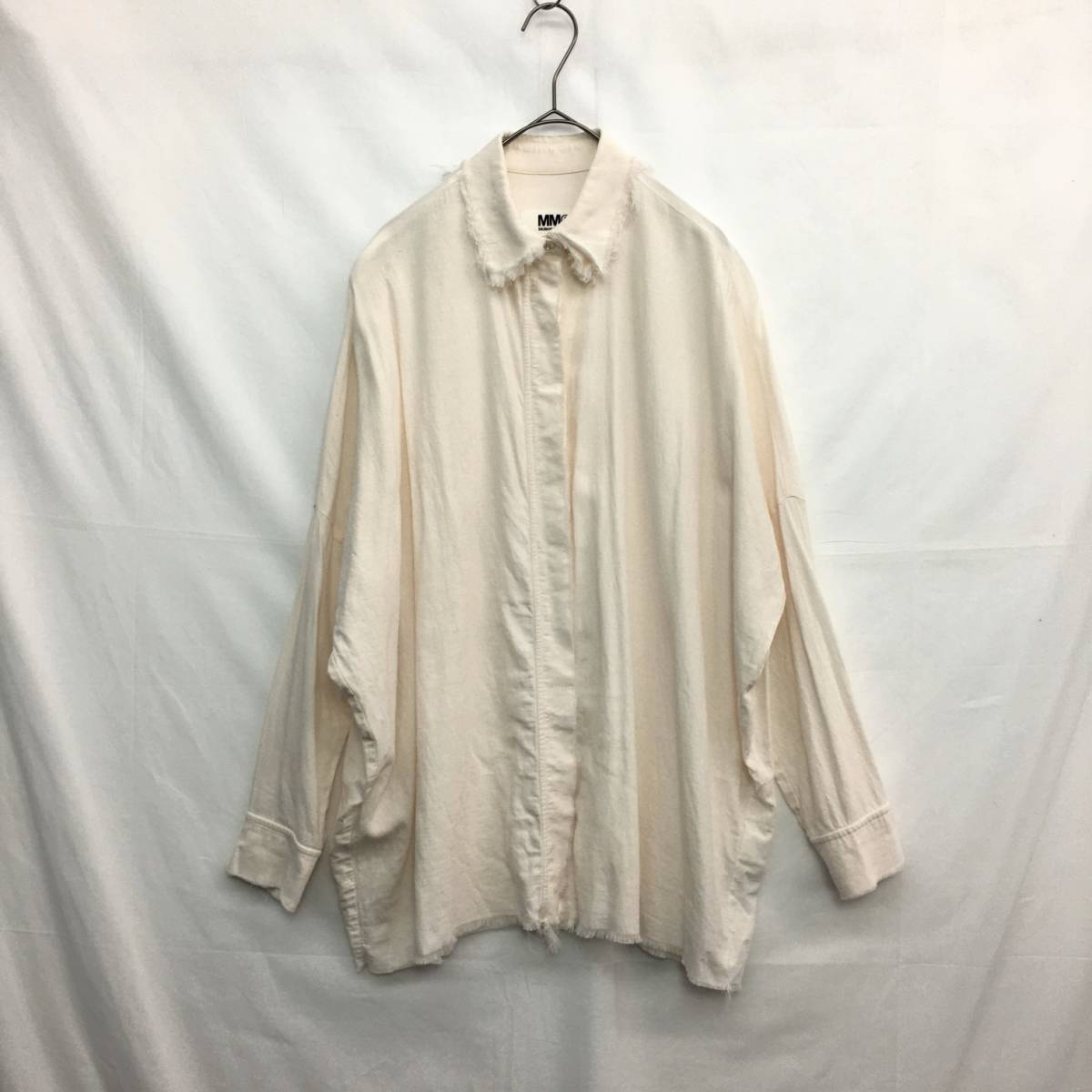 NZ1550○MM6 Maison Margiela カットオフシャツ○M○ホワイト系 長袖 