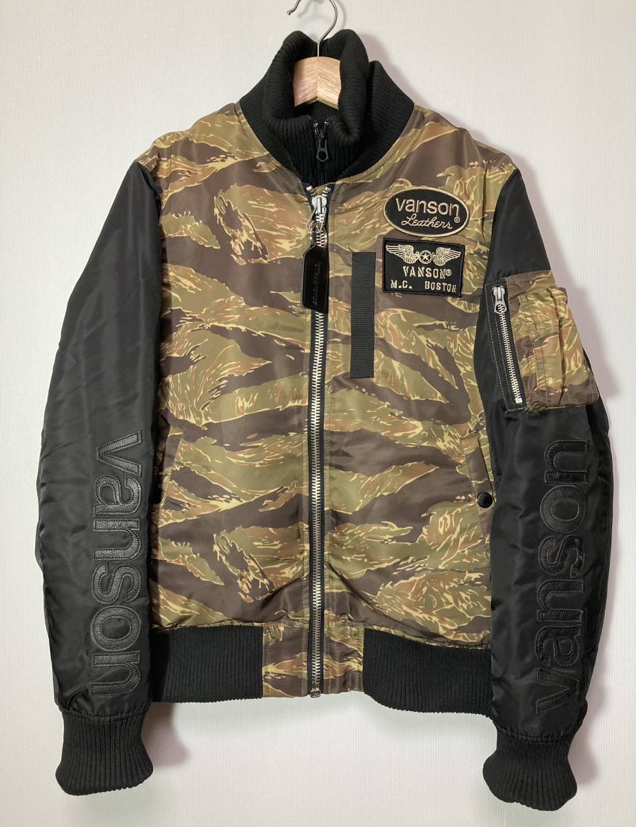 VANSON レザーパッチ ワンスター 迷彩 カモ MA-1 フライト ジャケット