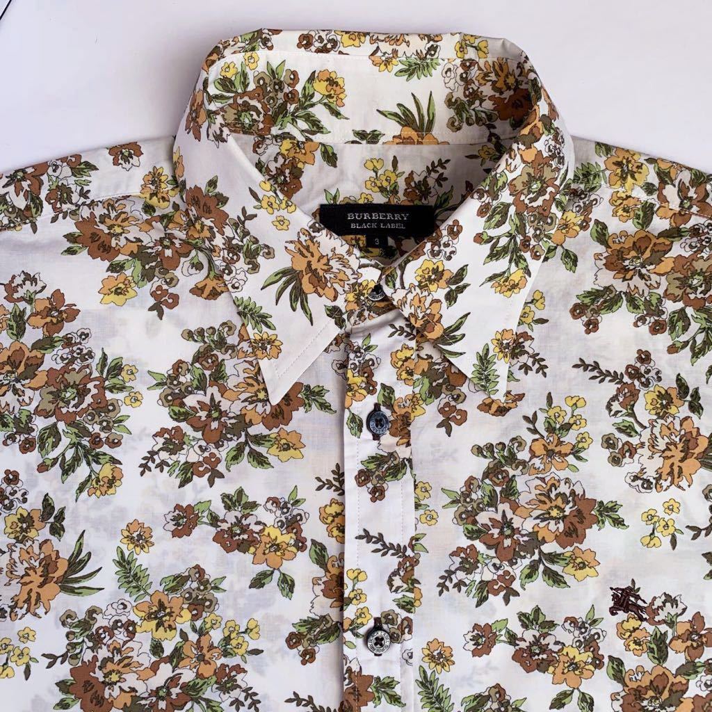 バーバリーブラックレーベル☆メンズ半袖シャツ☆花柄☆サイズ3