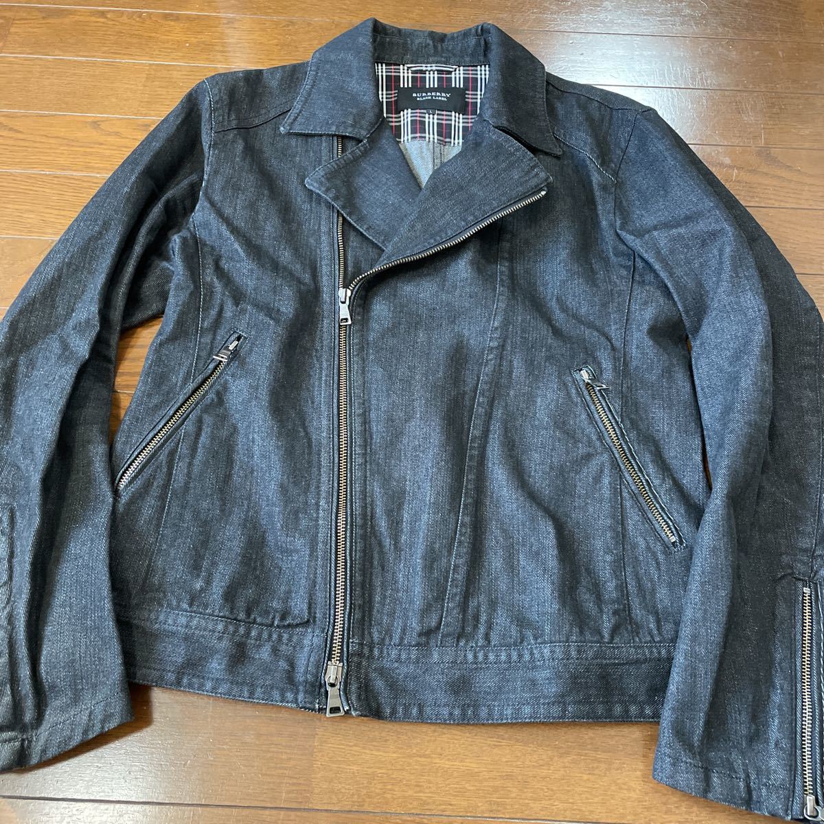 バーバリーブラックレーベル☆デニムライダースジャケット
