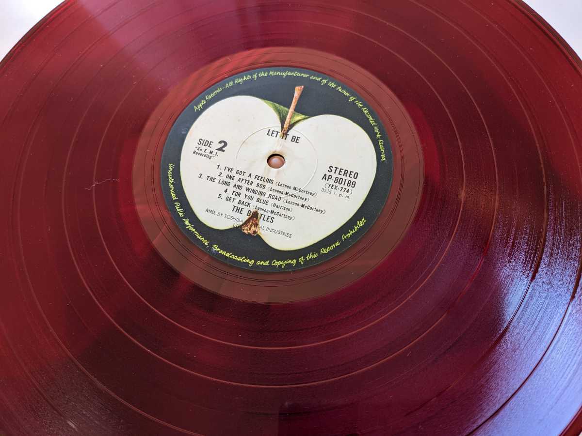 稀少 補充票付 2種帯付 赤盤 LP BEATLES ビートルズ LET IT BE レットイットビー AP-80189 丸帯 RED WAX RARE APPLE アップル 試聴済 レア_3