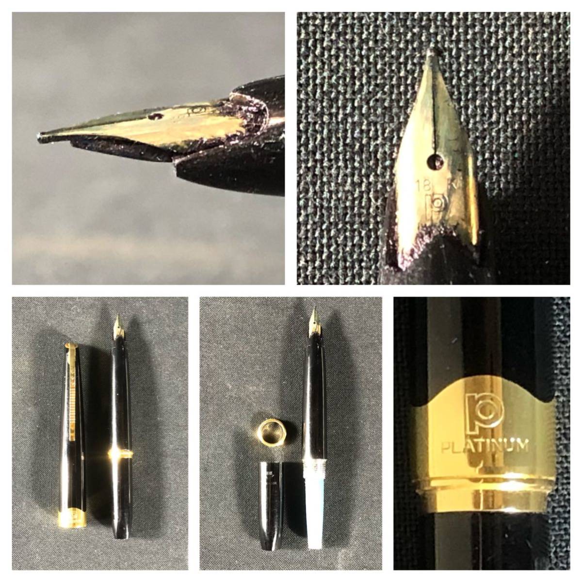 11/8n9 万年筆 まとめて 5本 ペン先 18k 14k PILOT PLATINUM Elite