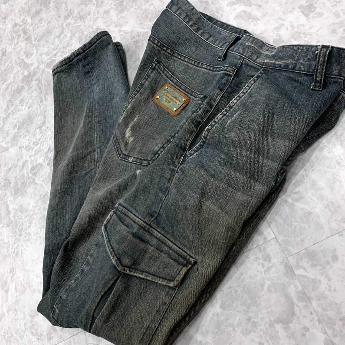 1円~ * イタリア製 国内正規品 '高級紳士服' DOLCE&GABBANA ドルチェ&ガッバーナ 14 GOLD デニム カーゴパンツ / ジーンズ size48 メンズ