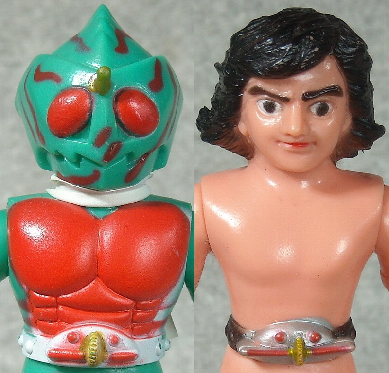 ソフビ(7)ポピー◇仮面ライダー アマゾン 2体セット◇約13cm◇中古