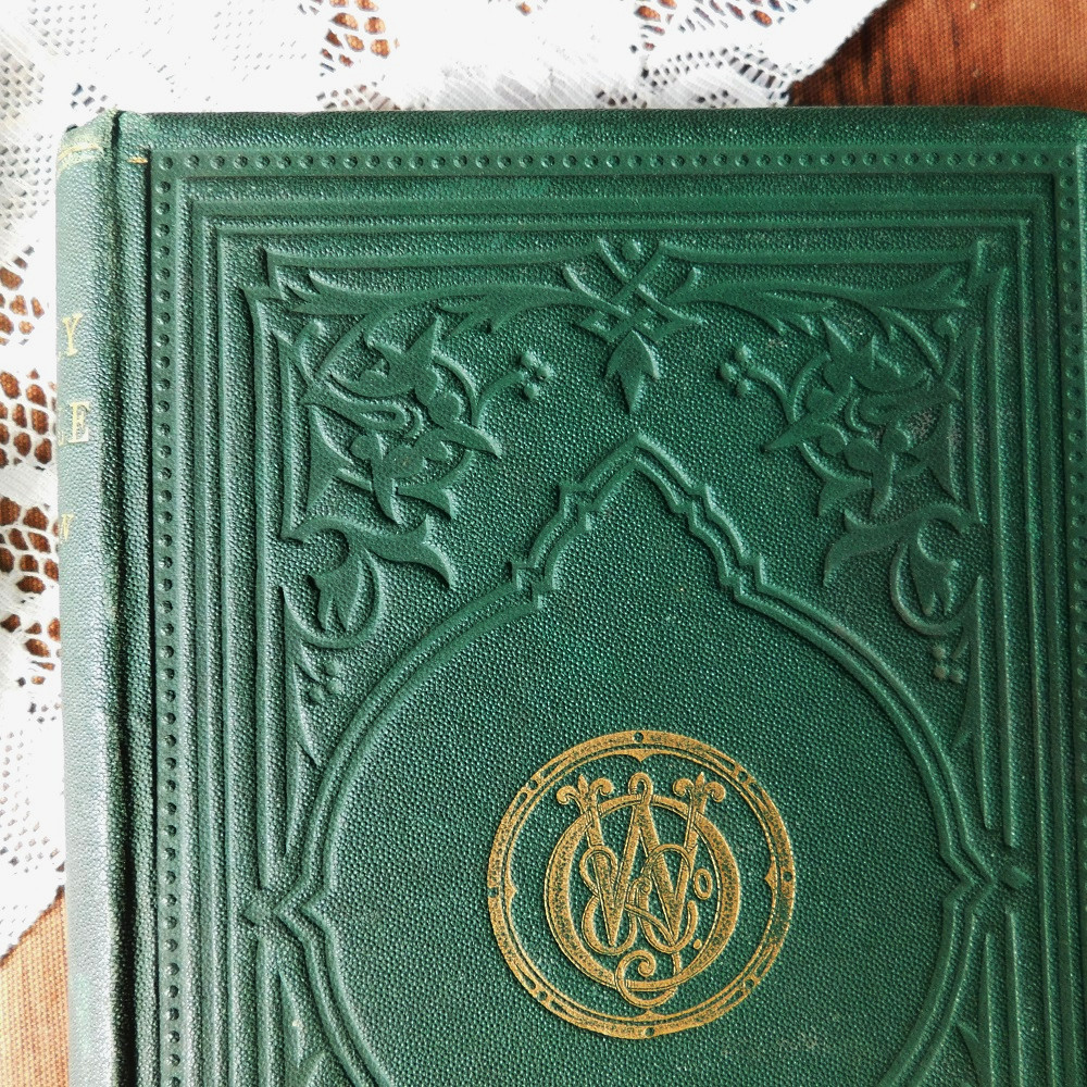 ゜+ エレガントな彫刻デザイン付き表紙 英国の古書 1865年 # 江戸の