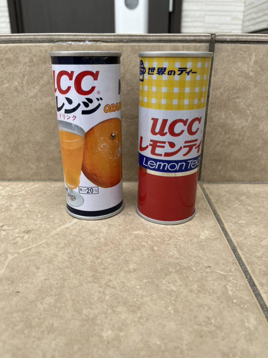希少.当時物.ucc.レトロ.空缶.珍品.レモンティー.オレンジ.ダブル