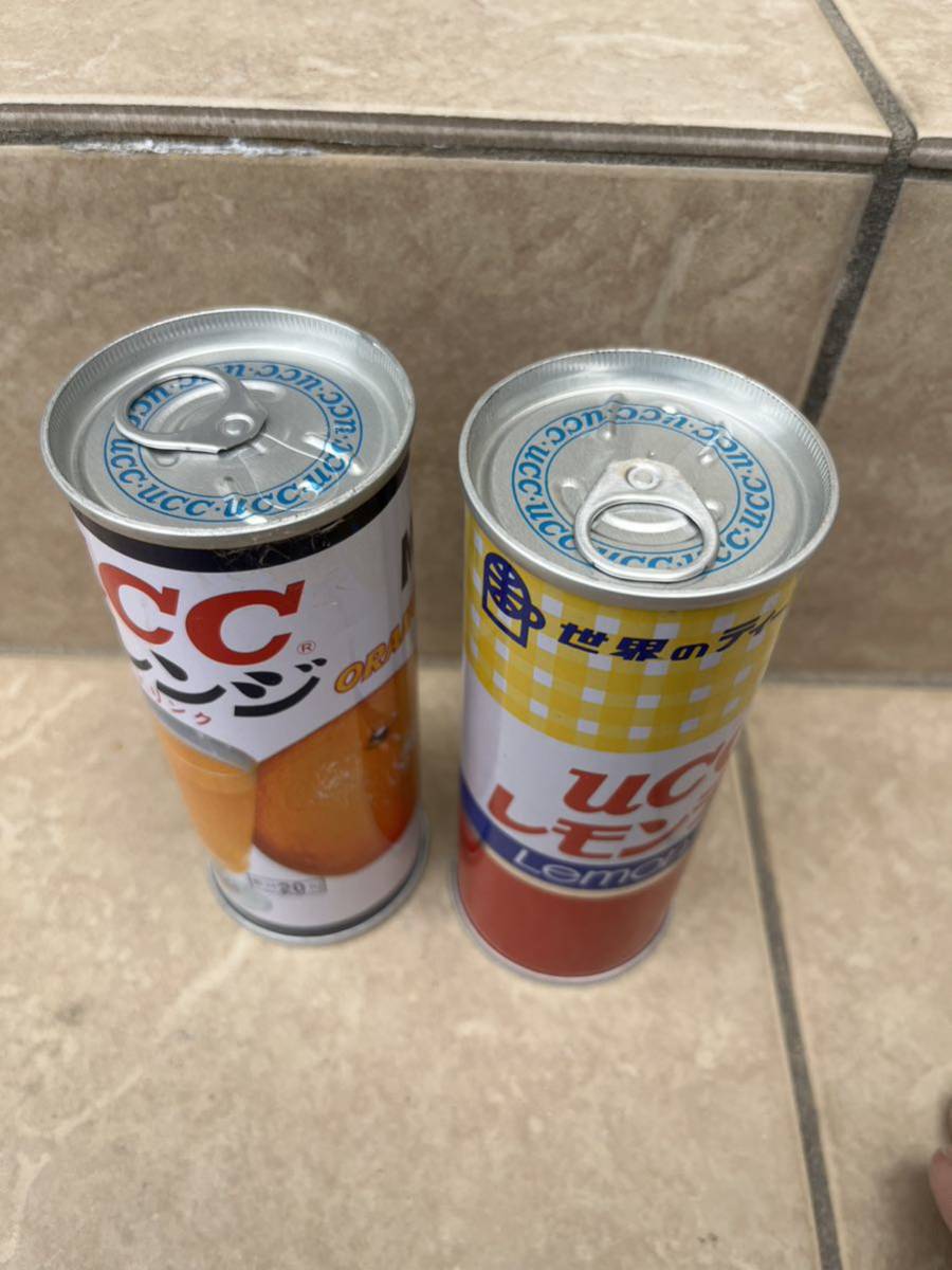 希少.当時物.ucc.レトロ.空缶.珍品.レモンティー.オレンジ.ダブル