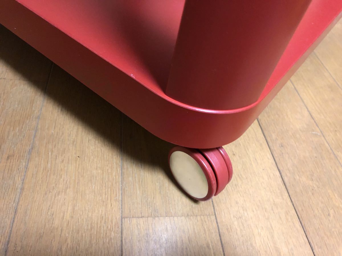 IKEA サイドテーブル キャスター付き TINGBY レッド 50cmx50cm 高さ