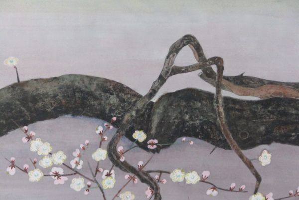 買蔵 未使用品 「真作」文化功労者 郷倉和子 「淡紅梅」 日本画15号共