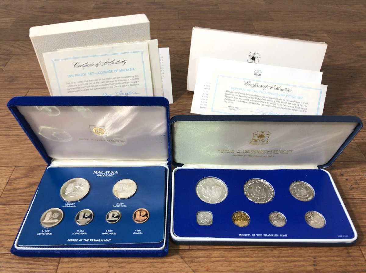 マレーシア 1981年 フランクリンミント マレーシア 1980年 フィリピン プルーフ 硬貨 セット○D112M237 500リンギット