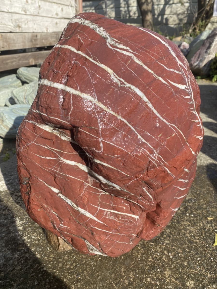 阿波の赤石 極上 庭石 魔除け 玉石 坪庭 造園資材 日本庭園 35kg 庭石