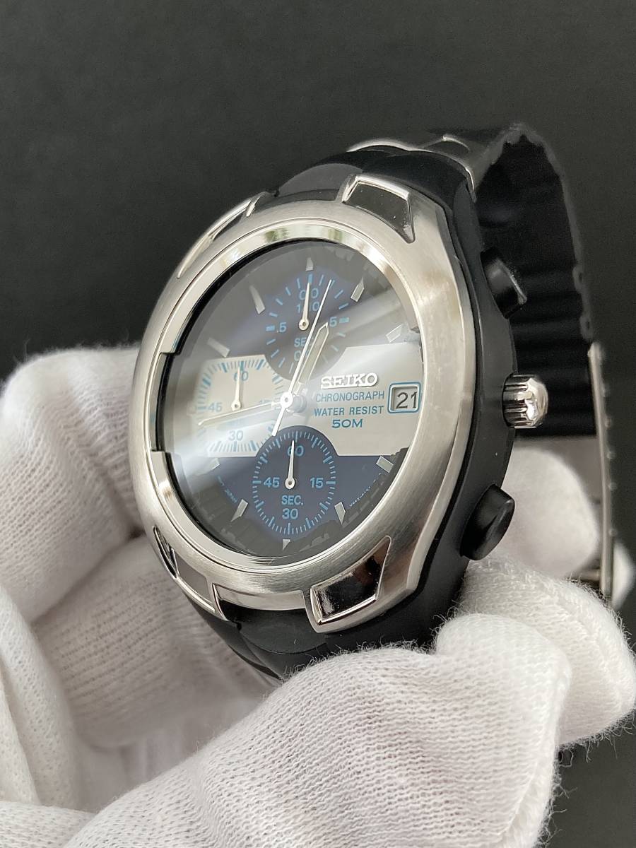 メンズ レア SEIKO セイコー クロノグラフ V657-6120 レトロフューチャ