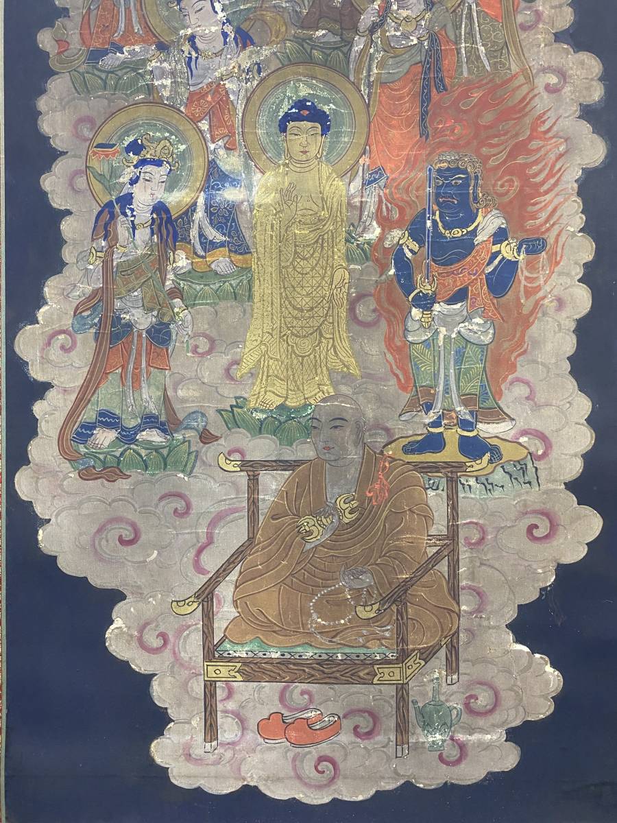 模写】1円～ 掛軸 【佚名】『佛像』 絹本 箱付き 中国画 日本/書/花鳥