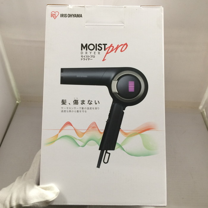 未使用IRIS OHYAMA モイストプロドライヤー HDR-MC1-B ブラック [jgg] アイリスオーヤマ モイストプロドライヤー IRIS 新品、未開封] アイリスオーヤマ、温風温度を自動で調整する「モイストプロ [ヘア