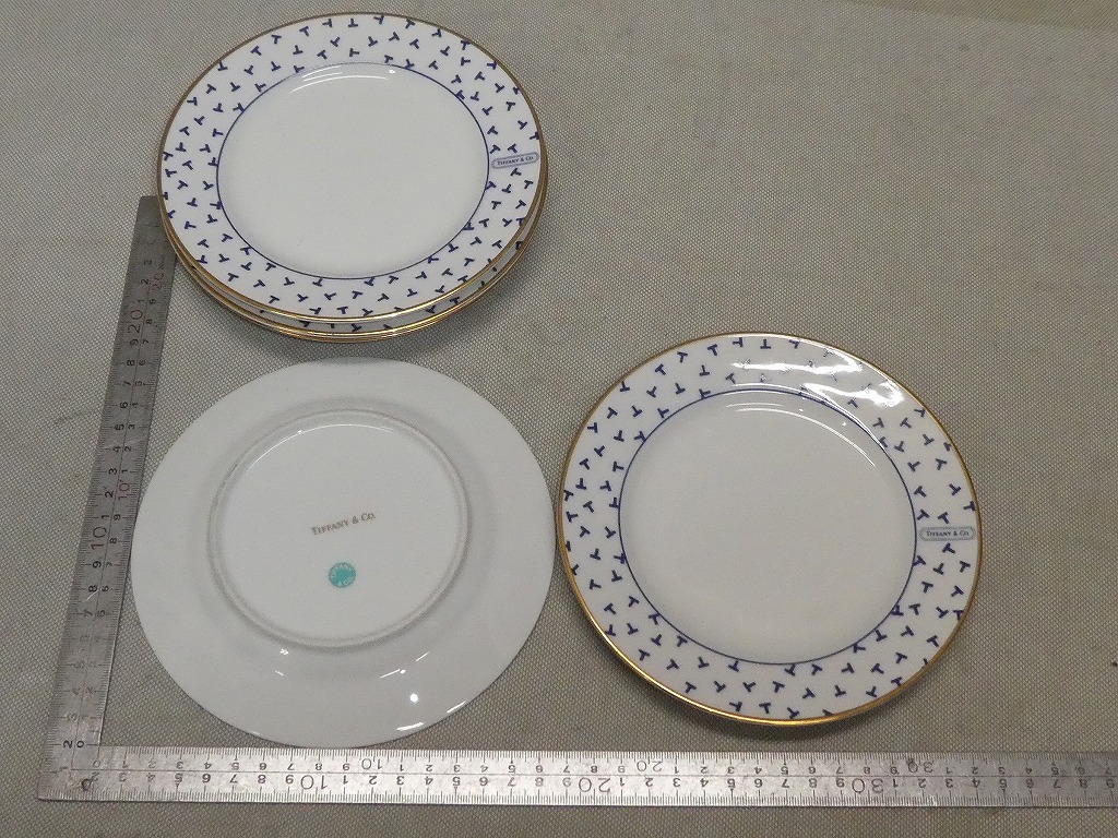 【美品】TIFFANY & Co. ティファニー ダンシングT 大皿 6枚セット ☆TIFFANY ティファニー ダンシングT 16.5㎝ ケーキ皿 プレート皿 5枚