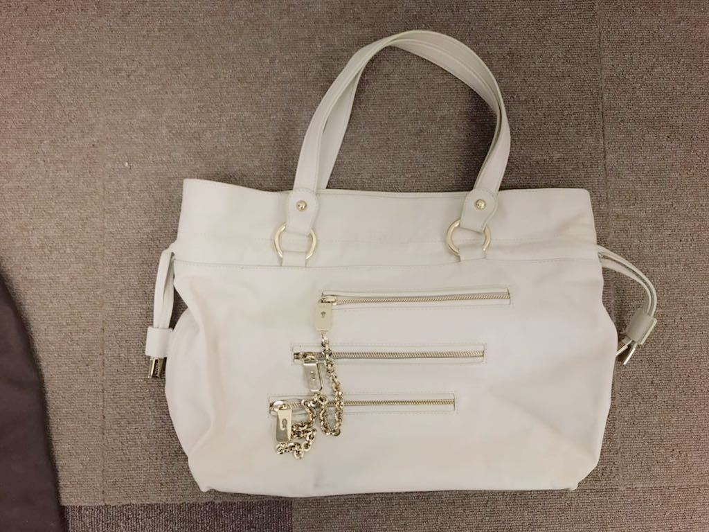 TOD'Sトッズ モカシーノ トートバッグ ハンドバッグ レザー ホワイト
