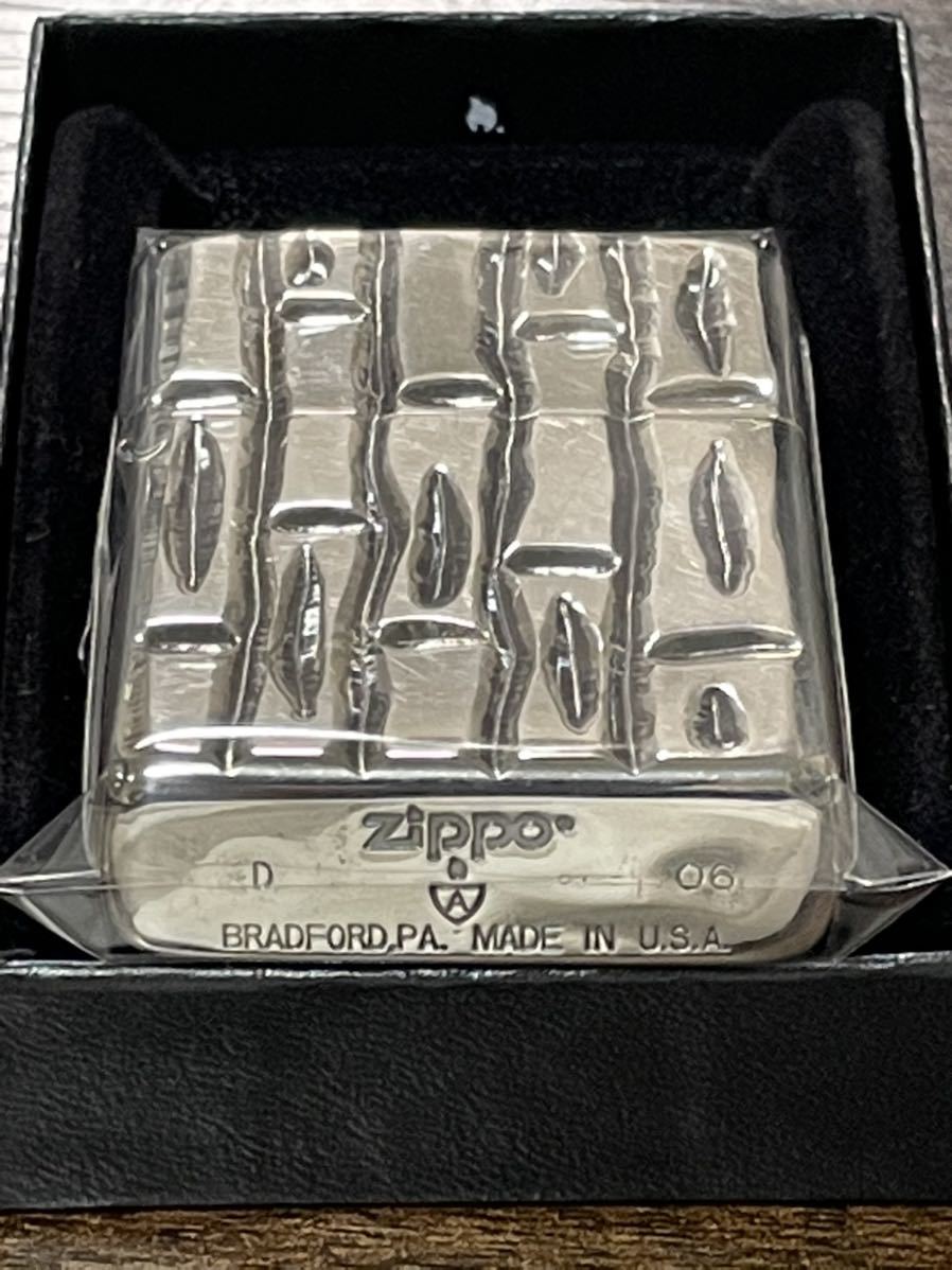 zippo アーマー バンブー 両面深彫刻印 Heavy Wall Armor Case 2006年製 silver 竹 シルバー 初期型 デットストック ケース 保証書 