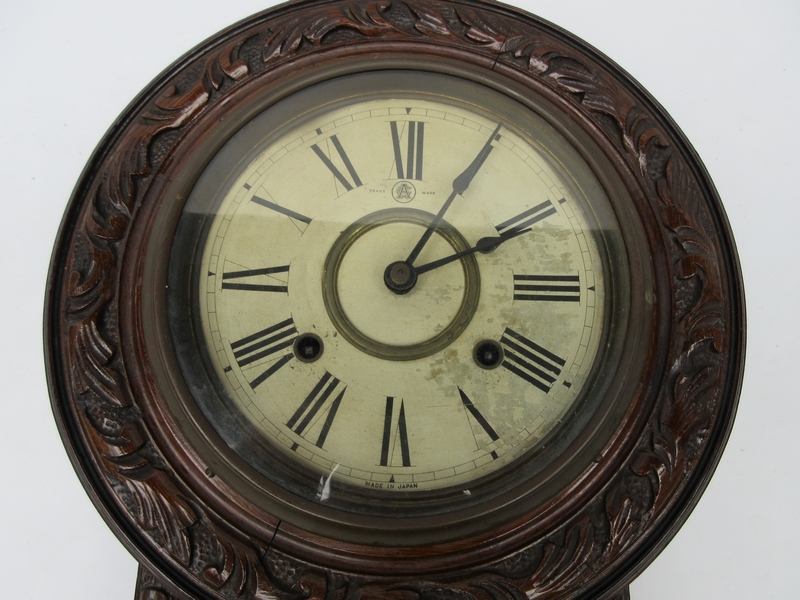 愛知時計 愛知時計 時代□ 掛時計 人気の彫 長さ約55.5cm □