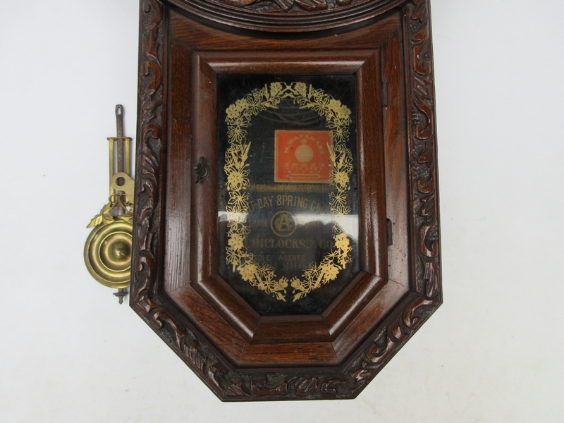 愛知時計 愛知時計 時代□ 掛時計 人気の彫 長さ約55.5cm □