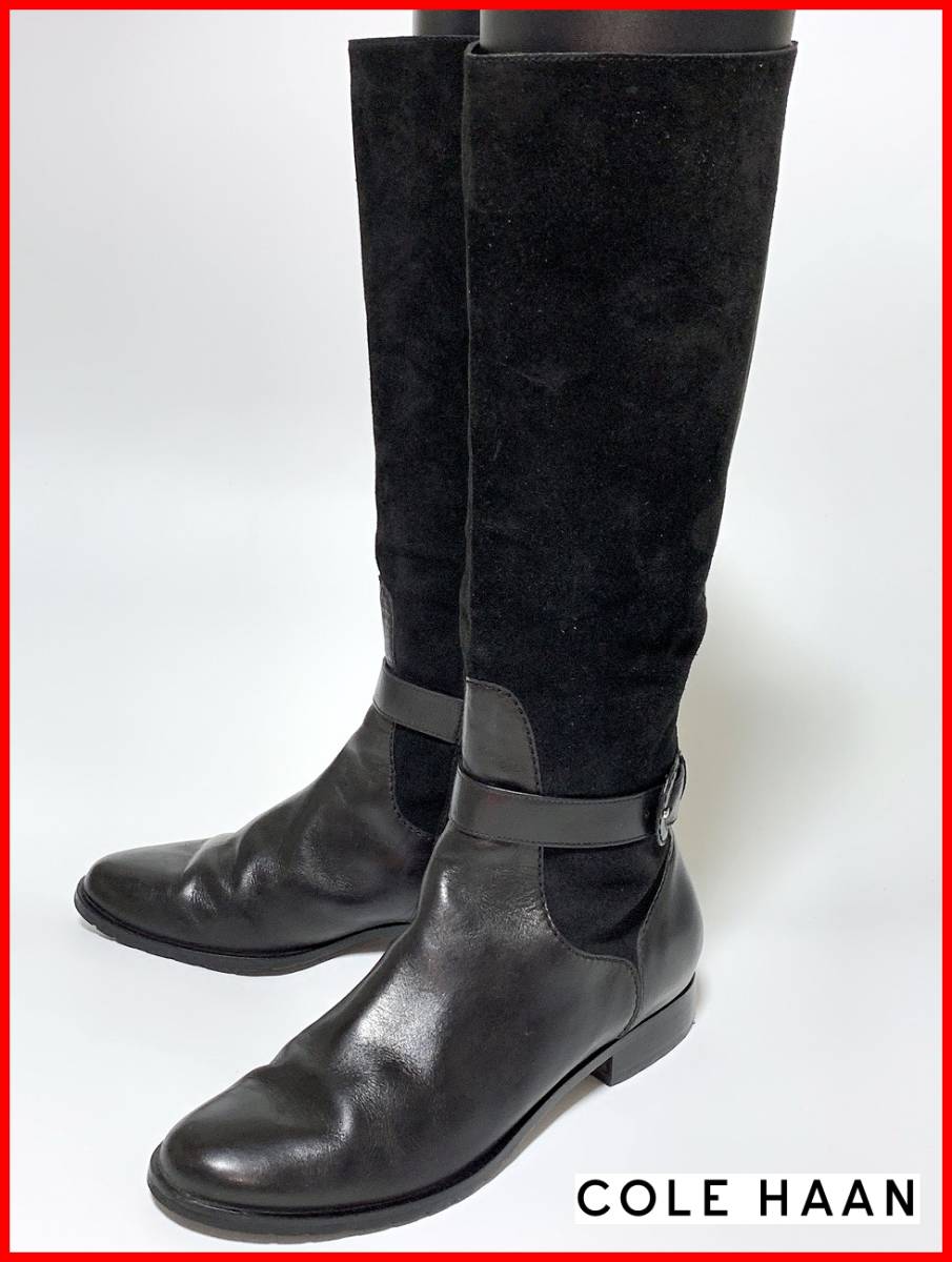 即決 COLE HAAN コールハーン 7.5≒25cm ブーツ 黒 ブラック レディース I