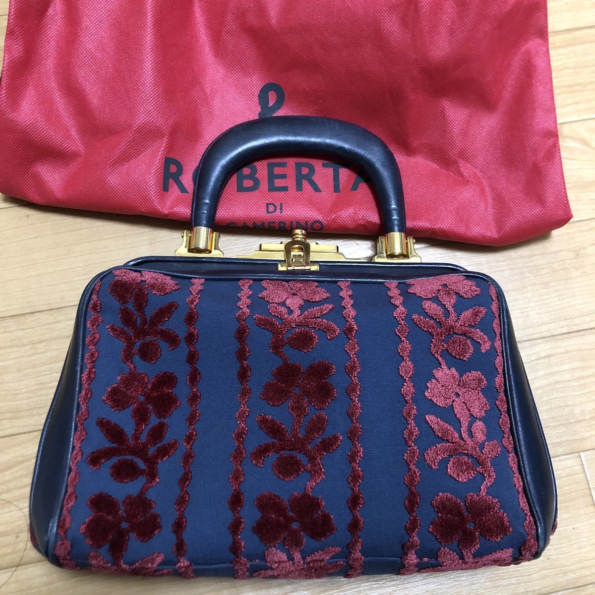 希少 ヴィンテージ ロベルタディカメリーノ バゴンギ ベロア バッグ 