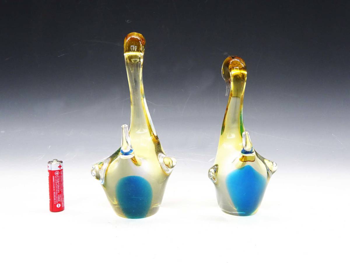 △ガラス製 Multi Glass マルティグラス 白鳥 スワン ペア 親子 硝子