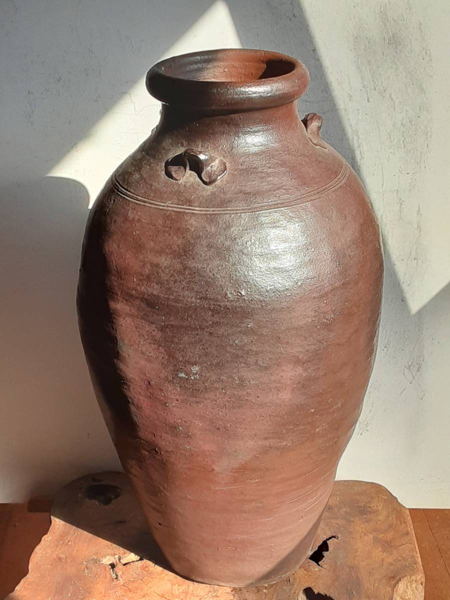 特別出品 琉球王朝 喜名古窯焼締酒壺 完品(琉球王朝時代17‐18世紀