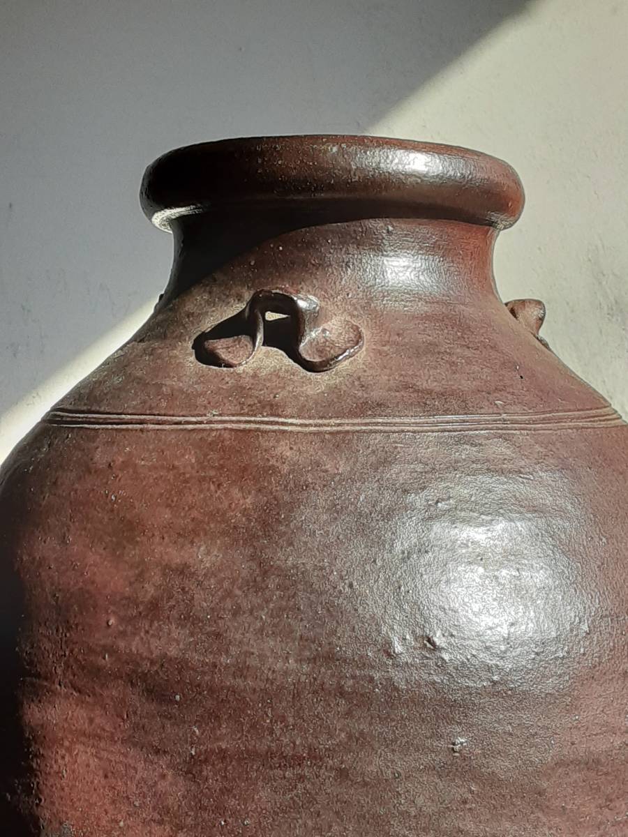 特別出品 琉球王朝 喜名古窯焼締酒壺 完品(琉球王朝時代17‐18世紀