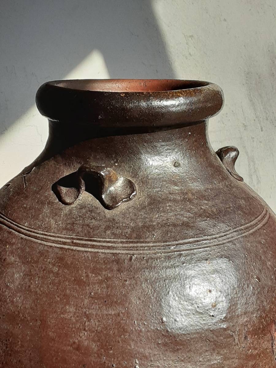 特別出品 琉球王朝 喜名古窯焼締酒壺 完品(琉球王朝時代17‐18世紀