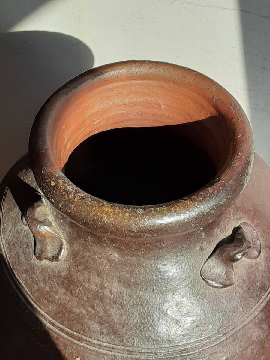 特別出品 琉球王朝 喜名古窯焼締酒壺 完品(琉球王朝時代17‐18世紀