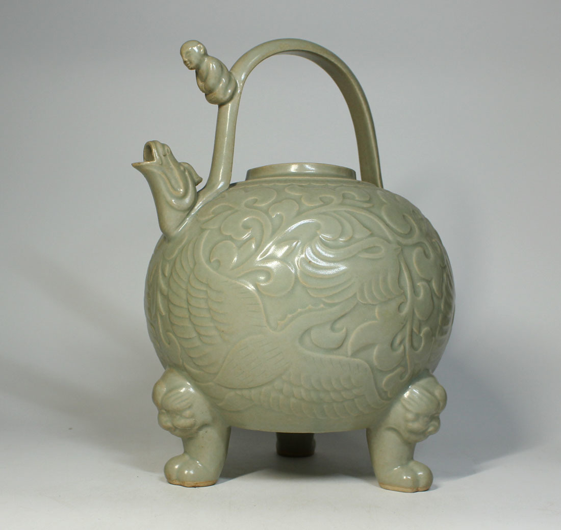 中国　耀州窯　青磁　水注　執壷　C　R6675 唐物 時代物 宋耀州窯青磁倒流壷 -耀州窯の中古品・新品・未使用品一覧