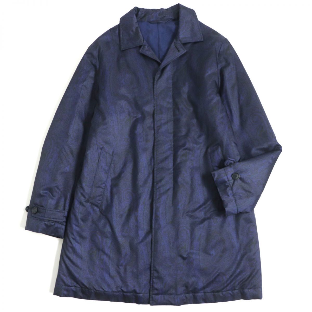 限定SALE，新品 20AW ETRO エトロ BEN ETROESSERE ペイズリー柄 ロゴ入りボタン 比翼仕立て 中綿 ステンカラーコート パープル 52 メンズ 正規品(ジャケット、上着)｜売買されたオークション情報、yahooの商品情報を 男性用
