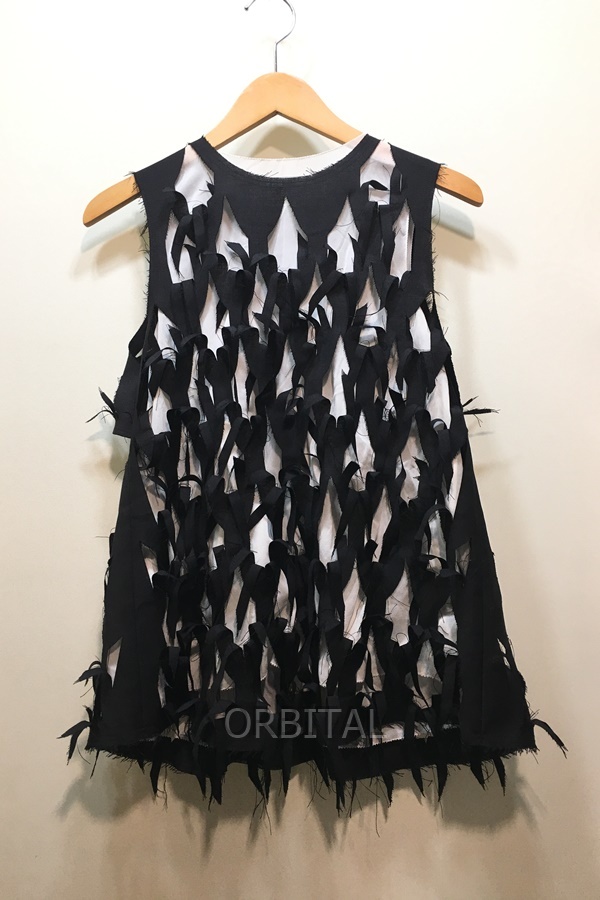 経堂) メゾンマルジェラ Maison Margiela マルジェラ(1) 22SS コントラストオーバーレイ タンクトップ ブラック ホワイト