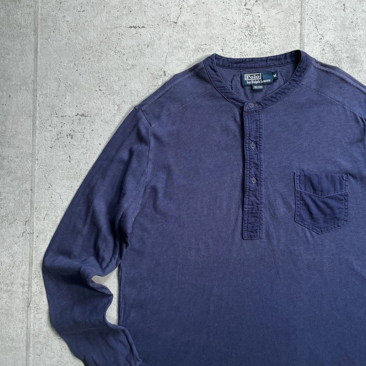 ポロラルフローレン スモールポニー ポケット付き ヘンリーネック Tシャツ ネイビー M rrl ロンハーマン ラルフローレン