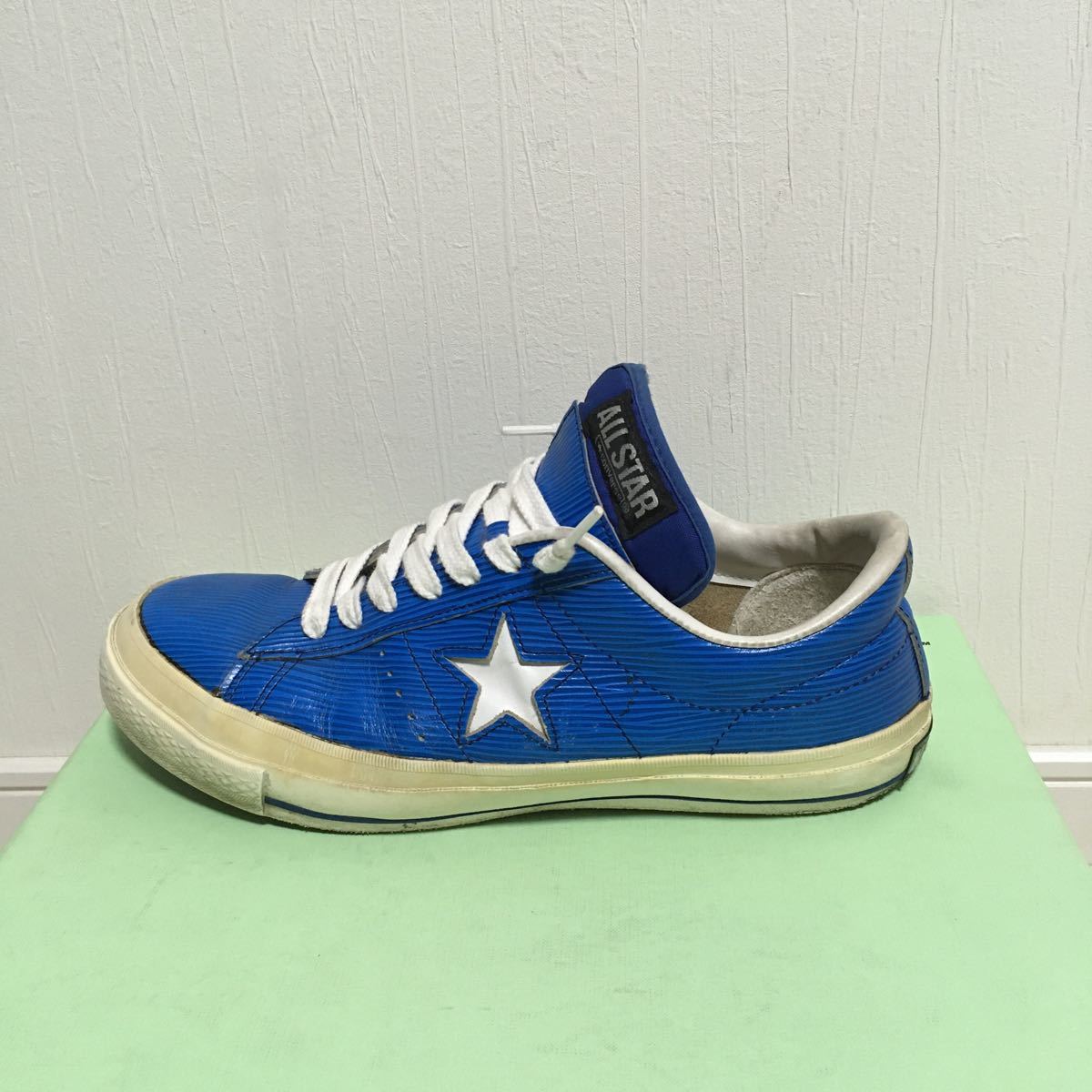 CONVERSE ONE STAR BLUE/WHITE エピ柄 26cm US7.5 ブルー×ホワイト 