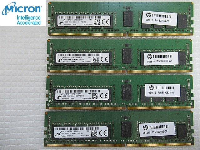 今週のメモリ】 サーバー向け Micron 1R*4 PC4-2400T-RC1-11 16GB×4枚