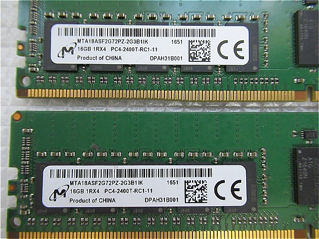 今週のメモリ】 サーバー向け Micron 1R*4 PC4-2400T-RC1-11 16GB×4枚