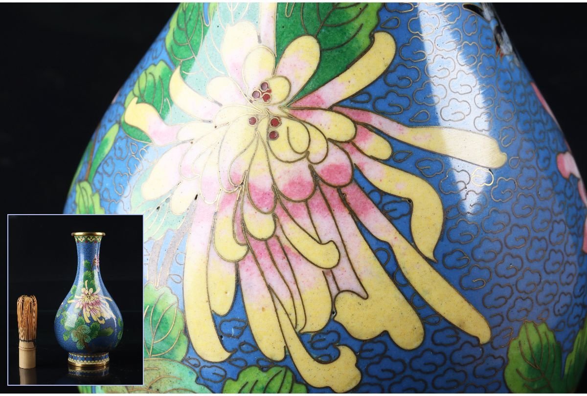 中国美術 古玩 | 公式 牡丹唐草 宝物 草花吉祥文様 骨董 花瓶 有線七宝