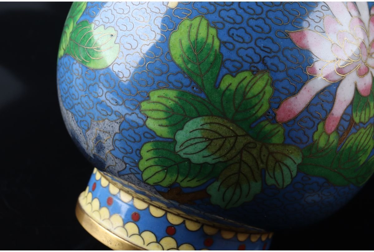 中国美術 古玩 | 公式 牡丹唐草 宝物 草花吉祥文様 骨董 花瓶 有線七宝