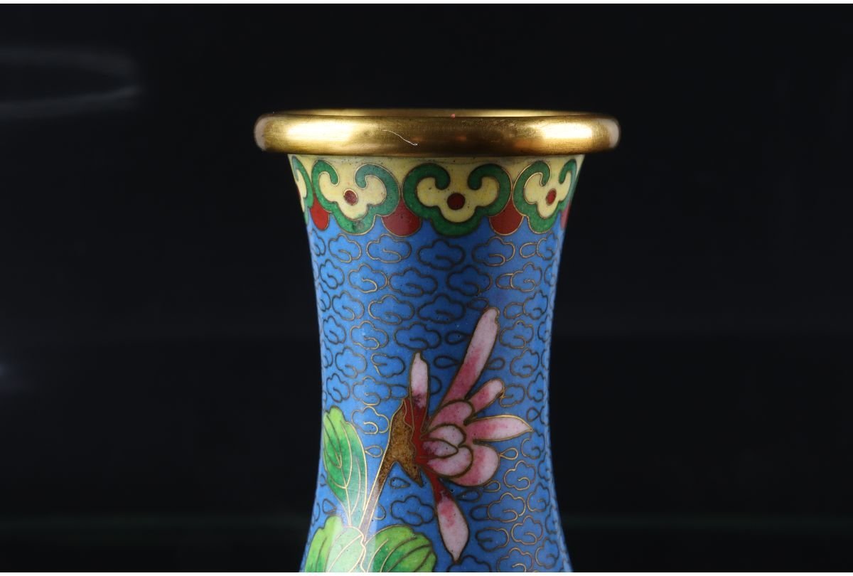 中国美術 古玩 | 公式 牡丹唐草 宝物 草花吉祥文様 骨董 花瓶 有線七宝