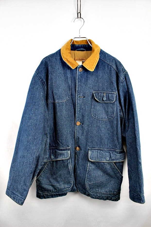 低価，人気SALE C966 90S 古着 RUFF HEWN デニムカバーオール ハンティングジャケット ジャケット 襟コーデュロイ サイズM(Mサイズ)｜売買されたオークション情報、yahooの商品情報をアーカイブ公開 - オークファ Mサイズ