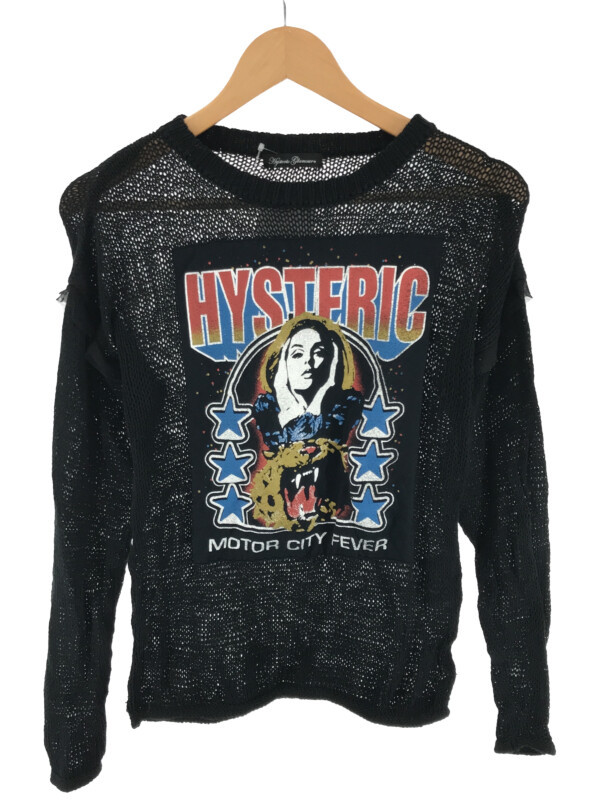 HYSTERIC GLAMOUR ヒステリックグラマー 16SS MOTOR CITY FEVER パッチニットセーター ブラック サイズ:F レディース