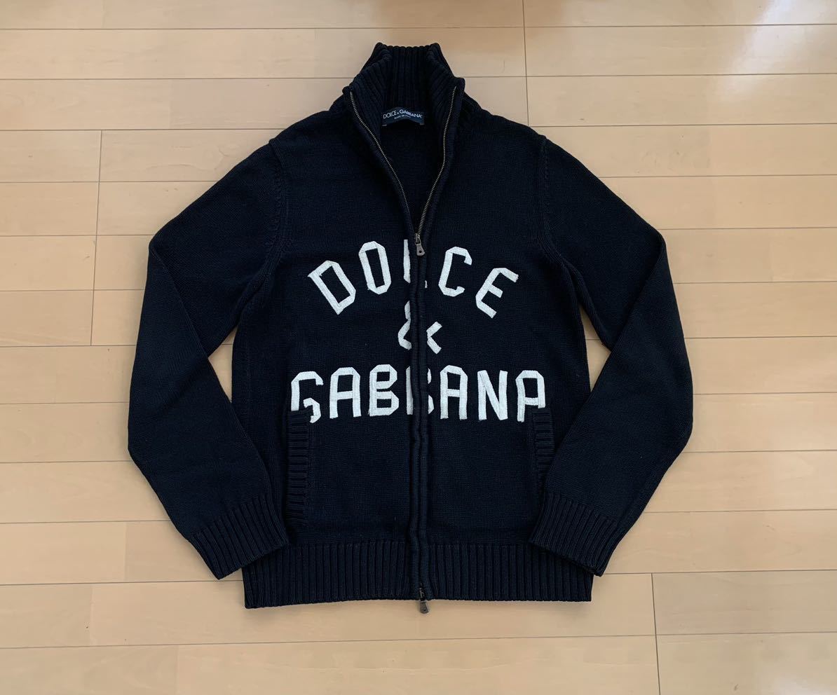 メンズ DOLCE & GABBANA 黒 ドライバーズ ニット ブルゾン 綺麗