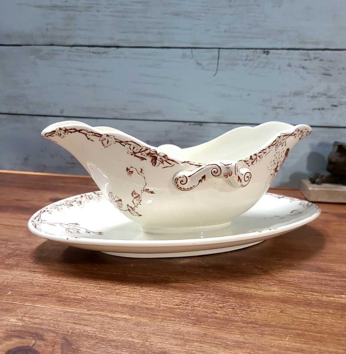 フランスアンティーク リュネヴィル Luneville ソーシエール ソースポット 花柄 ブロカント カフェ インテリア 食器 仏