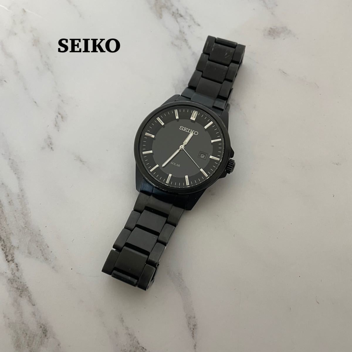 セイコー SEIKO デイト ラウンドフェイス ウォッチ V147-0AF0 ソーラー 