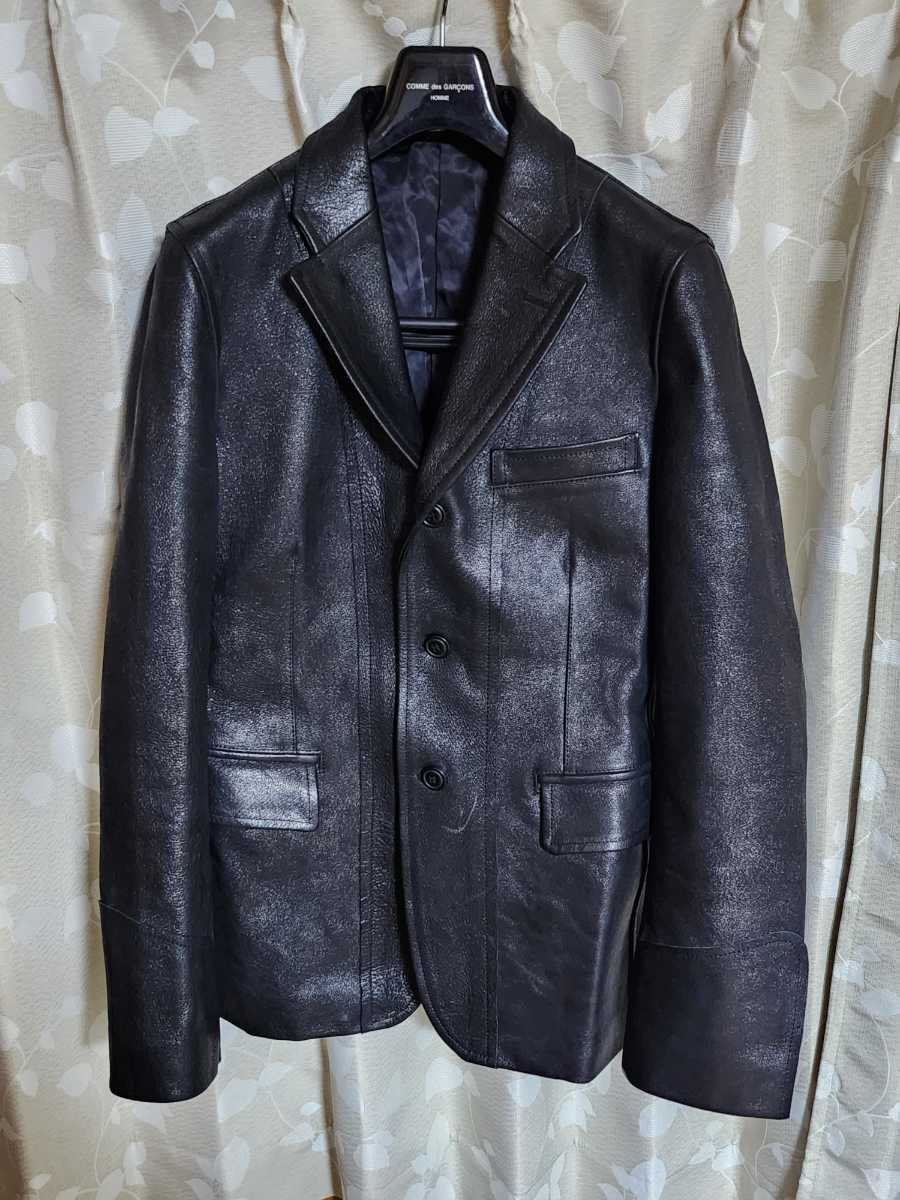 COMME des GARCONS HOMME PLUS マイウェイ期 レザーテーラードジャケット コムデギャルソンオムプリュス Leather jacket 黒 S