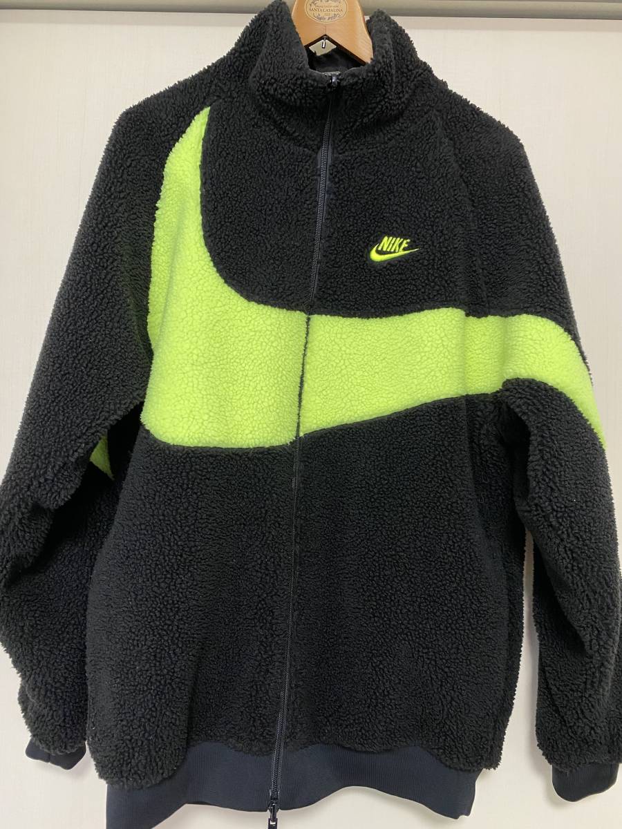 NIKE BIG SWOOSH BOA JACKET ナイキ ボアジャケット BLACK/VOLT BQ6546-017 フリース　リバーシブル　Mサイズ