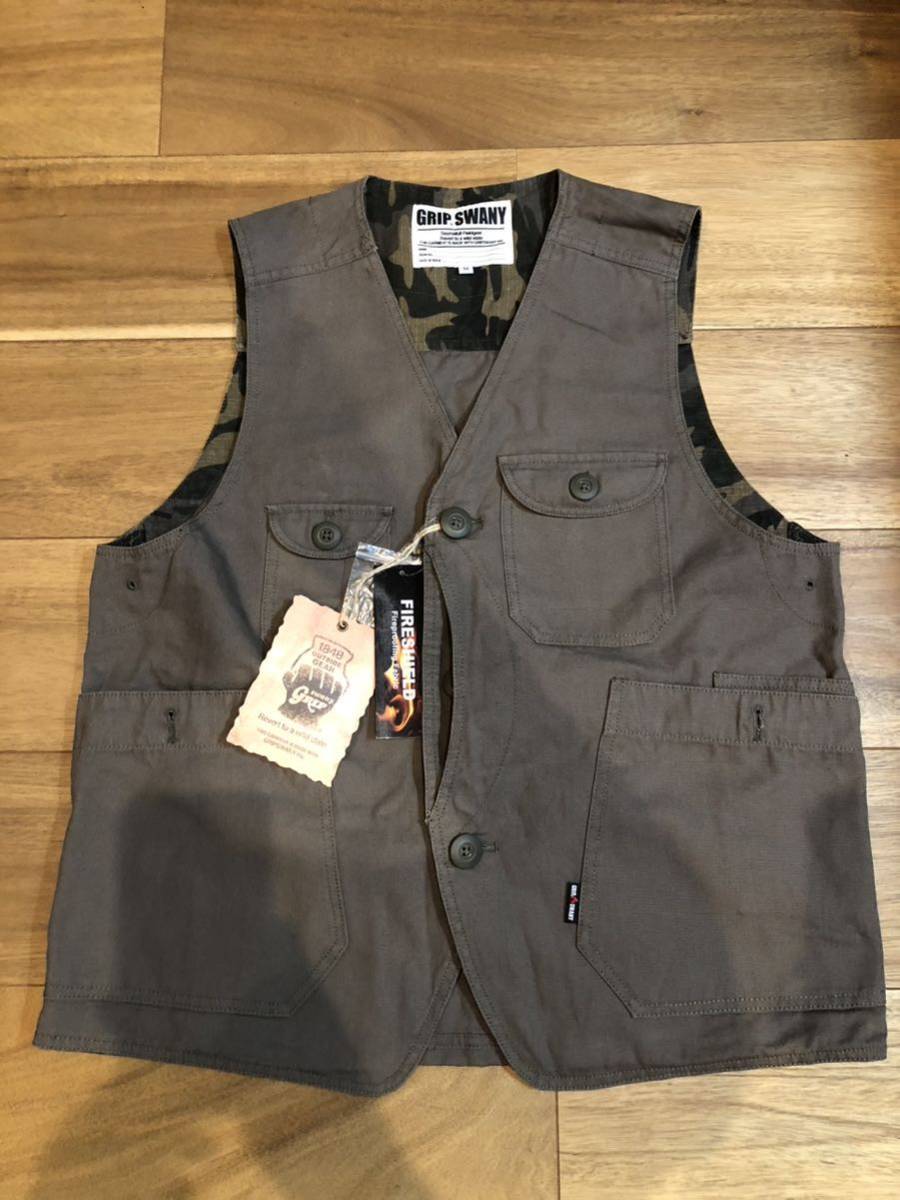 新品未使用 廃盤希少 Gripswany Fireproof Vest Size M 難燃コットン 焚火ベスト グリップスワニー/ビンテージ　ソロ　キャンプ　ハーレー